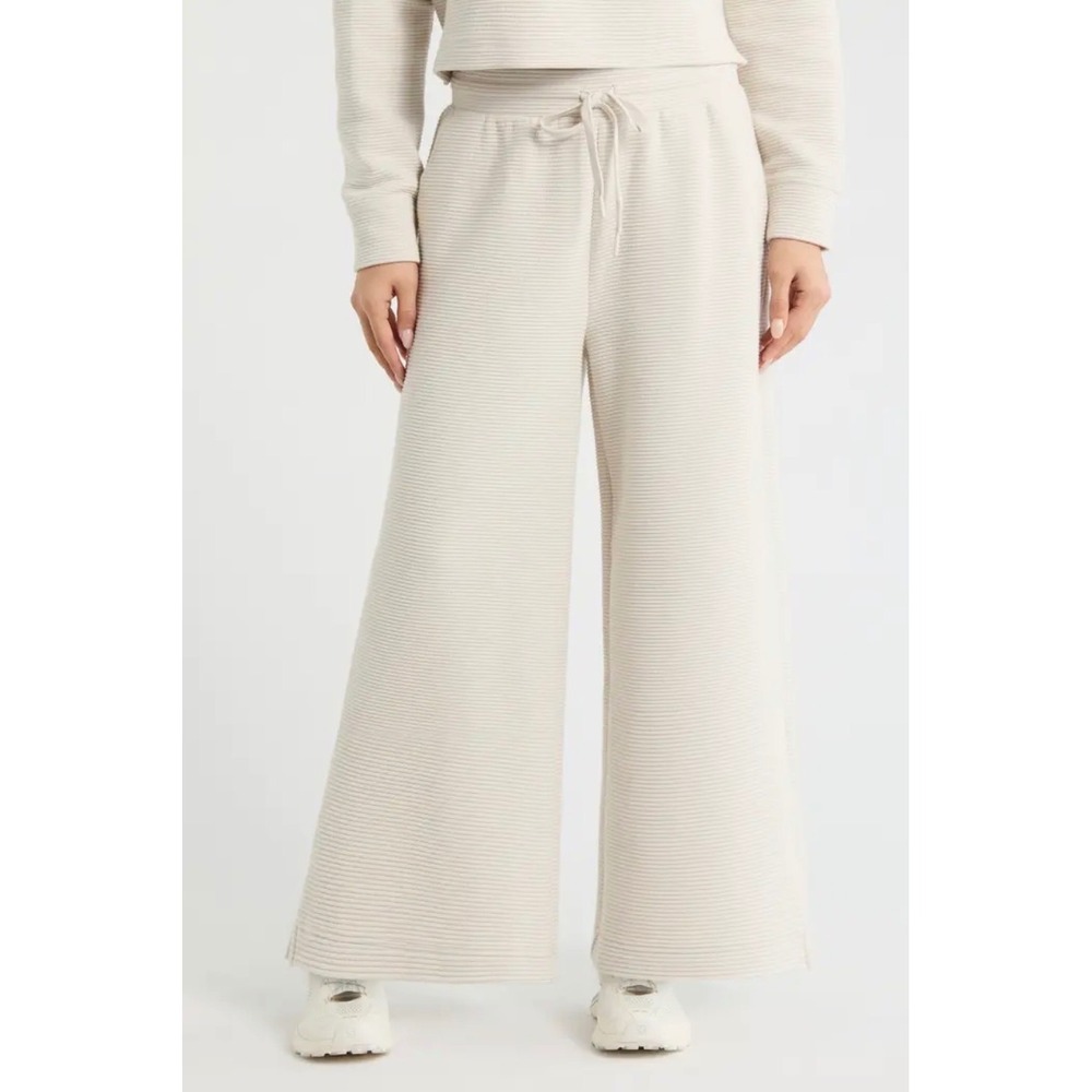Zella Ottoman Wide Leg Ankle Pants Womens XS Ribbed Minimalist Lounge Comfy